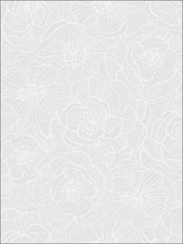Graphic Floral wallpaper in metallic pearl color - pattern number AW71000 - by Collins and Company in the Casa Blanca 2 collection