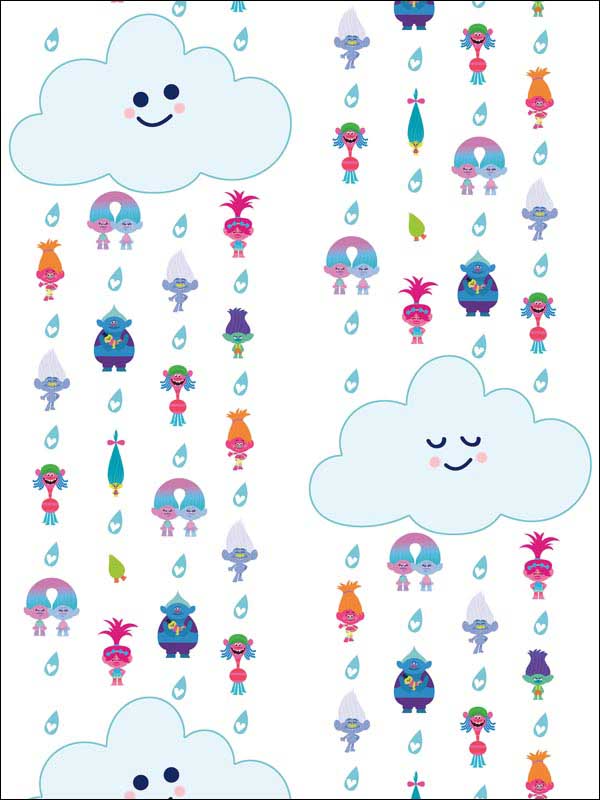 Trolls Clouds Peel and Stick wallpaper in blue color - pattern number RMK11188RL - by York in the Peel and Stick Wallpaper by York collection