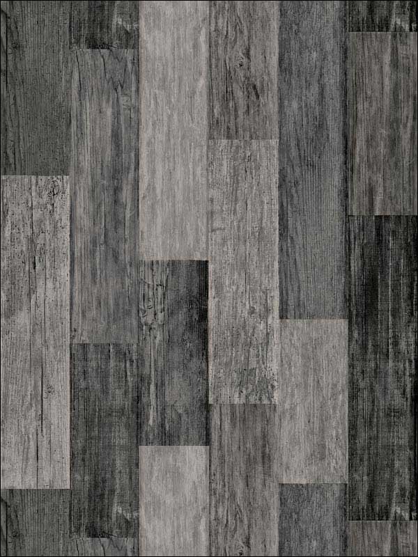 Weathered Wood Plank Peel and Stick fabric in black color - pattern number RMK11210WP - by York in the Peel and Stick Wallpaper by York collection