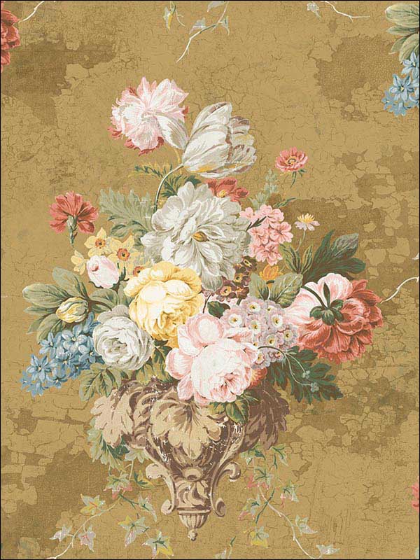 Flower Cameo fabric in soft gold color - pattern number RM60006 - by Casa Mia in the Diamond collection