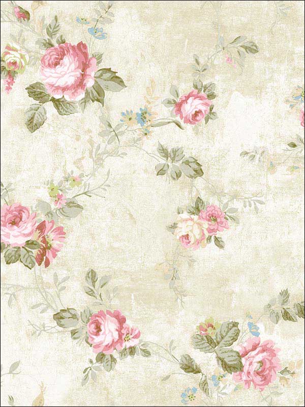 English Flower fabric in beige cream color - pattern number RM60509 - by Casa Mia in the Diamond collection
