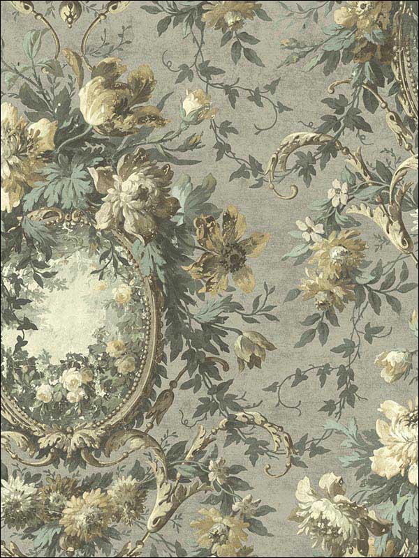 English Vintage Cameo fabric in green soft yellow color - pattern number RM60712 - by Casa Mia in the Diamond collection