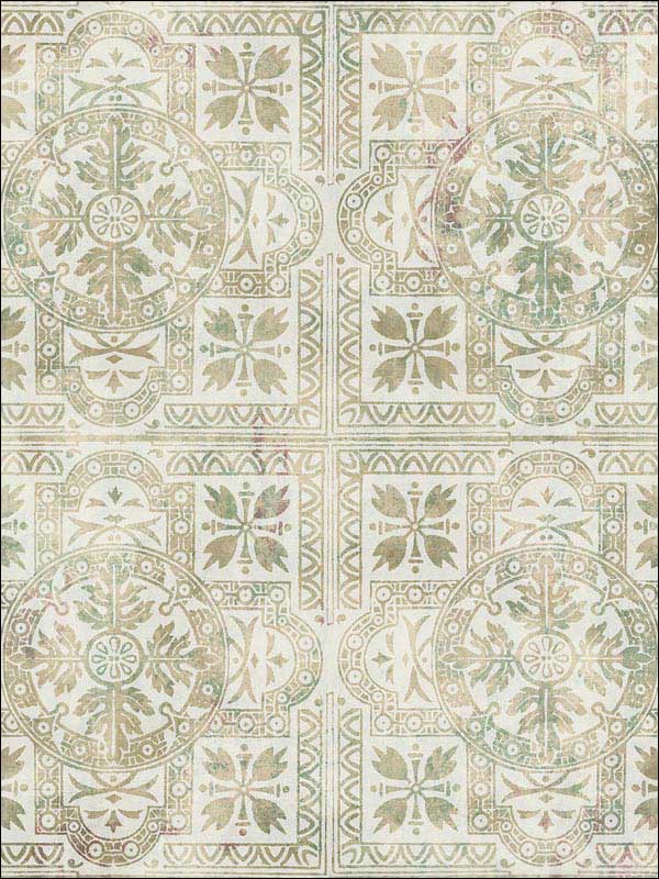 Ceramic Tiles fabric in soft grey soft green cream color - pattern number RM61004 - by Casa Mia in the Diamond collection
