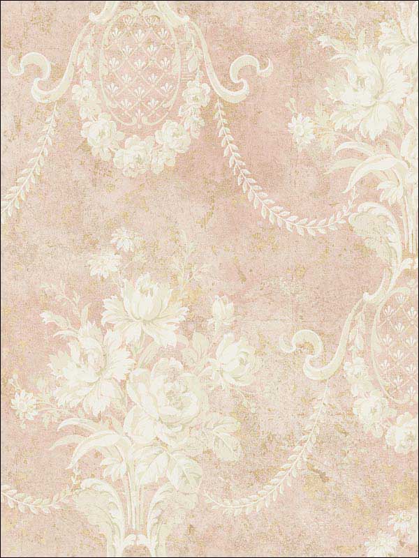 Classic Floral Cameo fabric in soft pink cream color - pattern number RM61501 - by Casa Mia in the Diamond collection