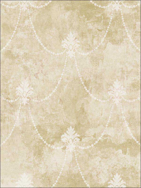 Small Damask Scroll wallpaper in send cream color - pattern number RM61809 - by Casa Mia in the Diamond collection