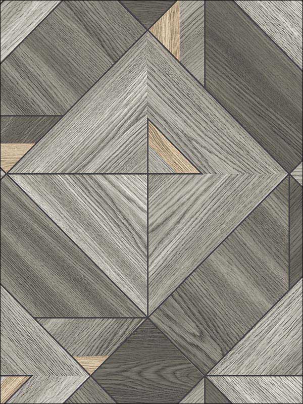 Geometric Wood fabric in grey soft black color - pattern number RM90400 - by Casa Mia in the Graphite collection