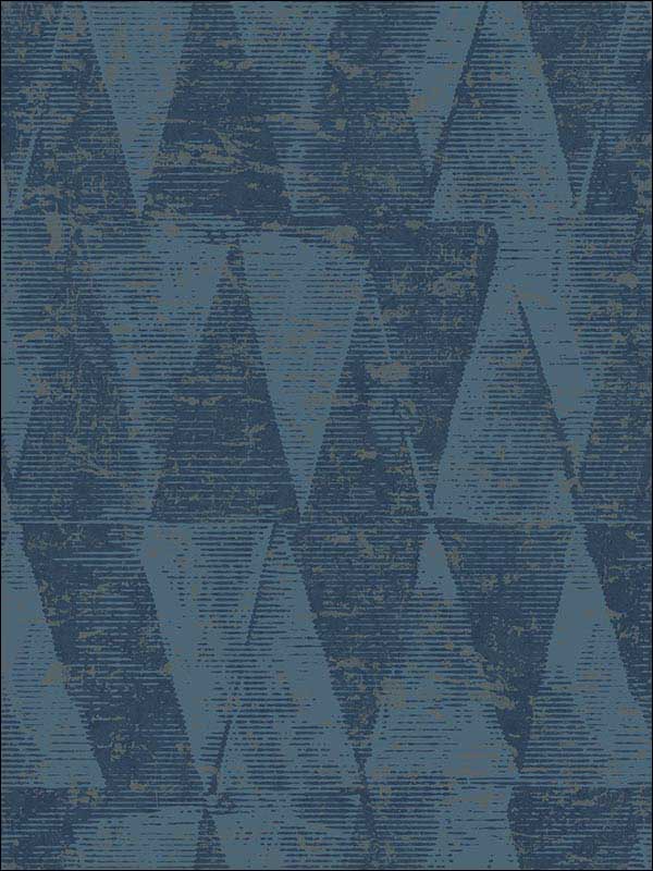 Small Triangle fabric in blue dark blue color - pattern number RM91002 - by Casa Mia in the Graphite collection