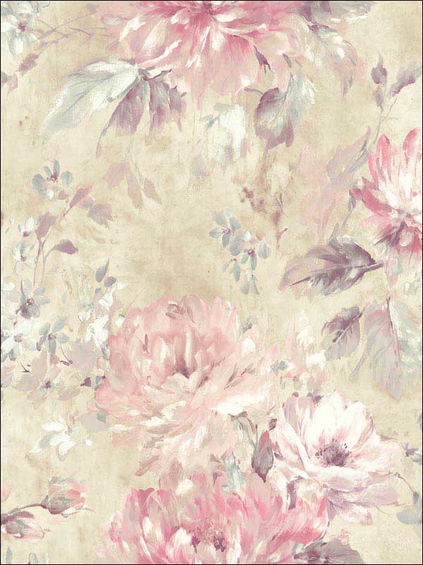 Watercolor Flower fabric in pink beige color - pattern number RM50201 - by Casa Mia in the Opal collection