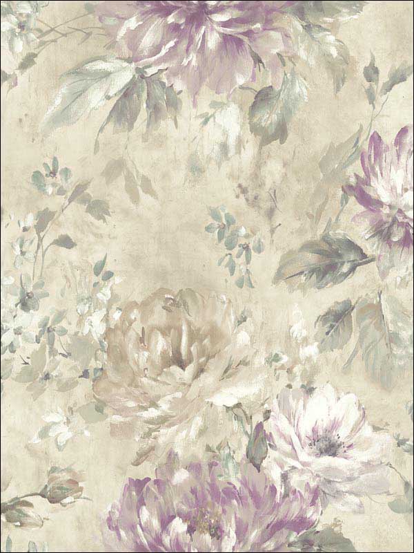 Watercolor Flower fabric in soft purple beige color - pattern number RM50209 - by Casa Mia in the Opal collection