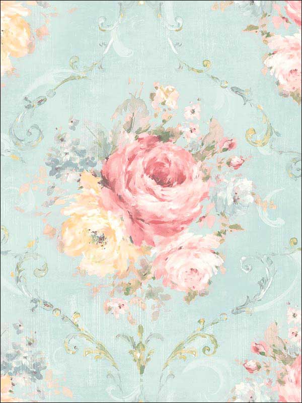 Classic Flora Cameo fabric in blue marine color - pattern number RM50502 - by Casa Mia in the Opal collection