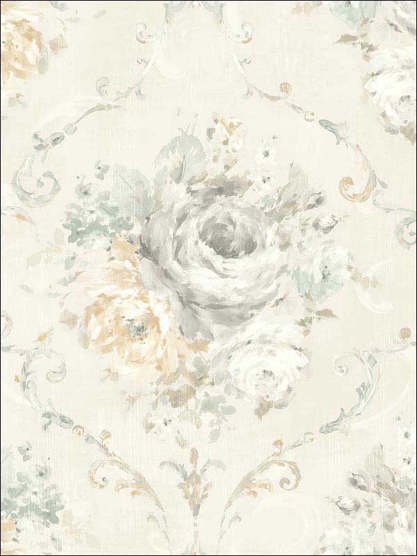 Classic Flora Cameo fabric in white color - pattern number RM50503 - by Casa Mia in the Opal collection