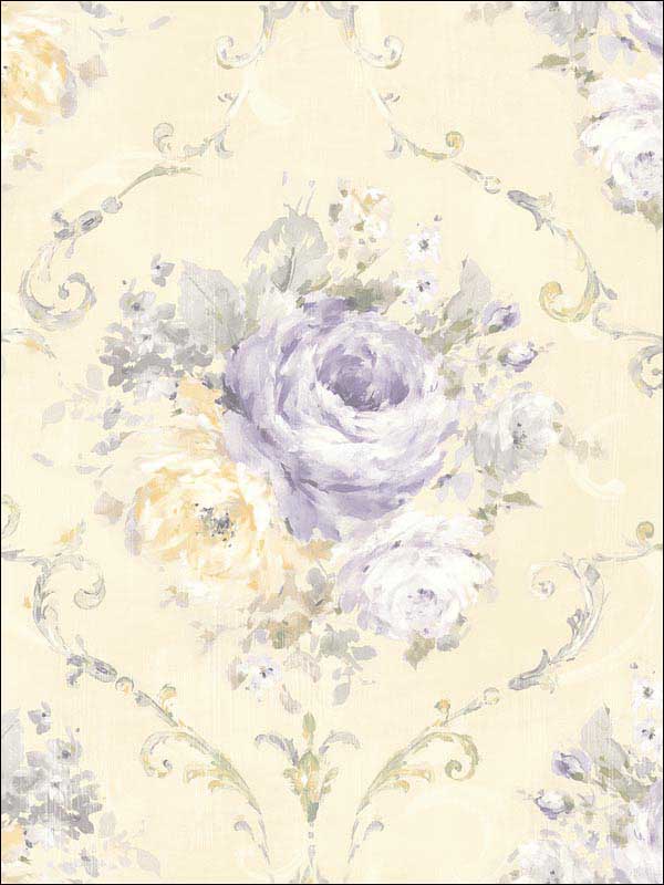 Classic Flora Cameo fabric in yellow color - pattern number RM50509 - by Casa Mia in the Opal collection