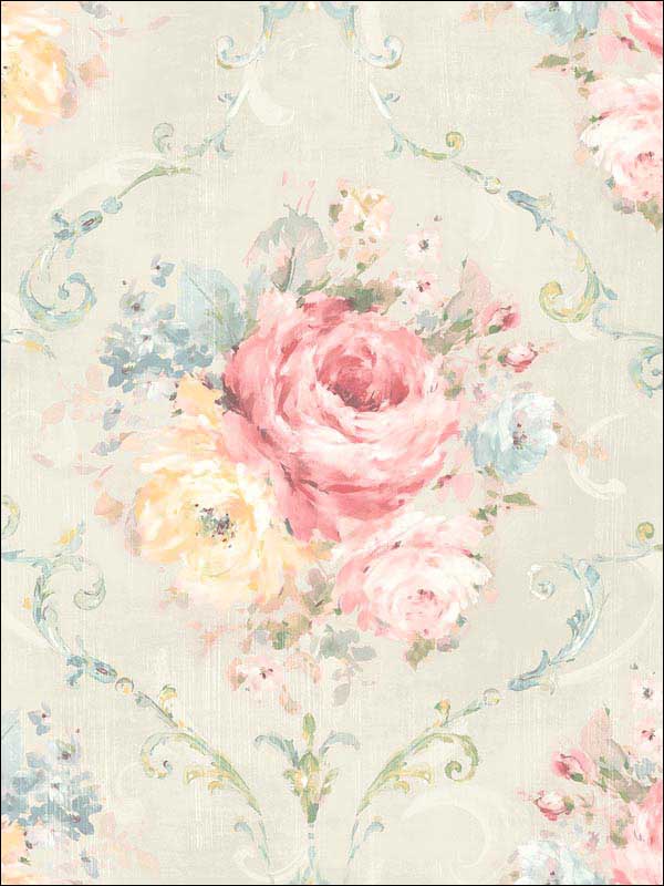 Classic Flora Cameo fabric in soft green color - pattern number RM50512 - by Casa Mia in the Opal collection
