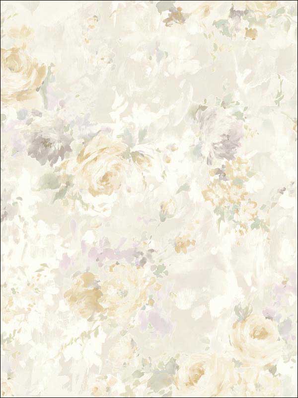 Bouquet Flower fabric in soft grey yellow color - pattern number RM50703 - by Casa Mia in the Opal collection