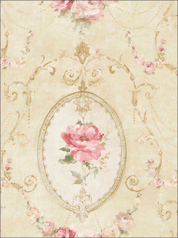 Flora Cameo fabric in beige cream pink color - pattern number RM50805 - by Casa Mia in the Opal collection