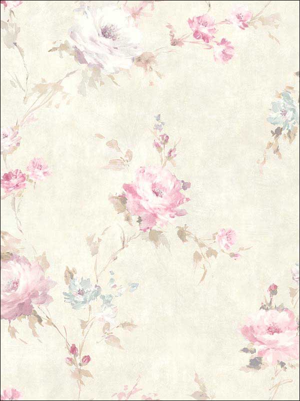 English Rose wallpaper in white pink color - pattern number RM51011 - by Casa Mia in the Opal collection