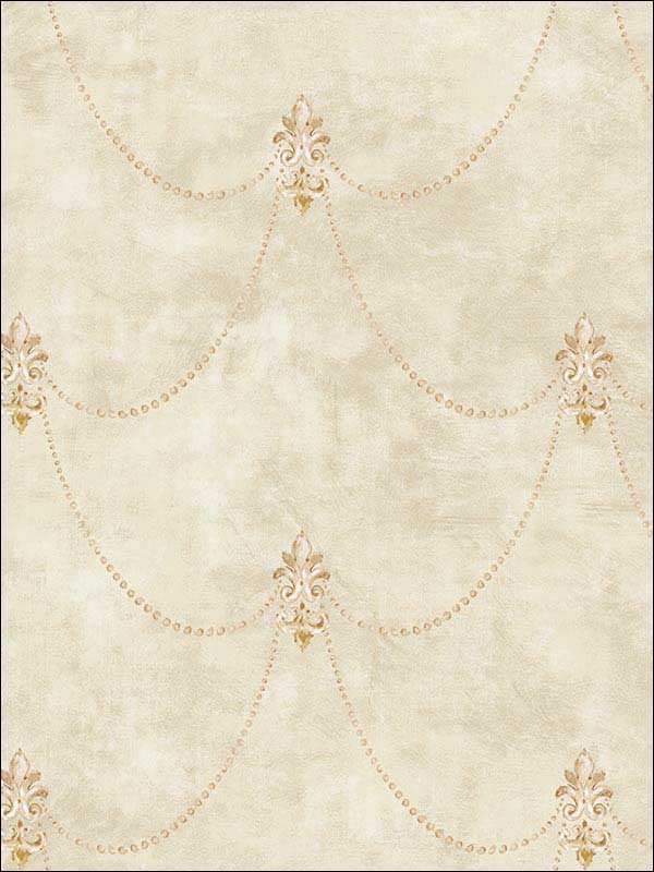 Fleur De Lys fabric in send gold color - pattern number RM51105 - by Casa Mia in the Opal collection