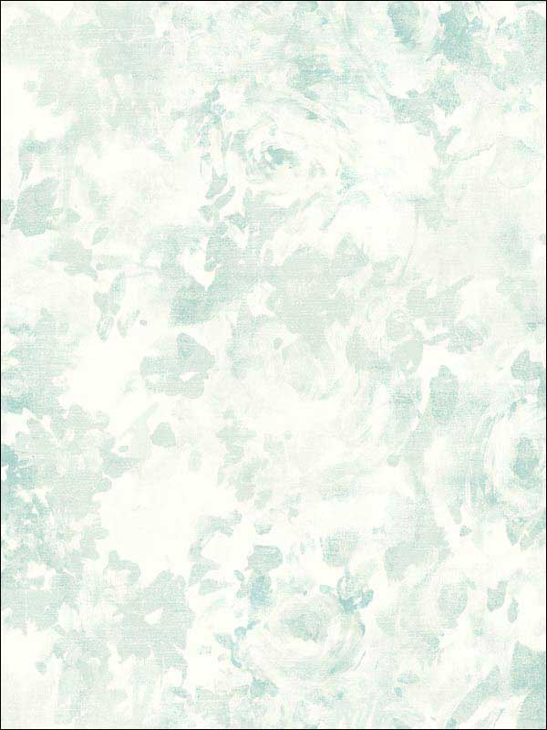 Abstract Flower wallpaper in white soft blue color - pattern number RM51302 - by Casa Mia in the Opal collection