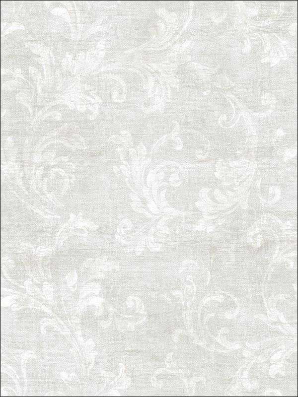 Neoclassic Scroll fabric in white soft grey color - pattern number RM51803 - by Casa Mia in the Opal collection
