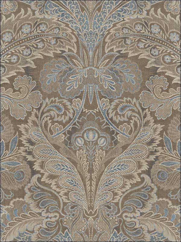 Old Damask fabric in soft brown blue color - pattern number RM80002 - by Casa Mia in the Quartz collection