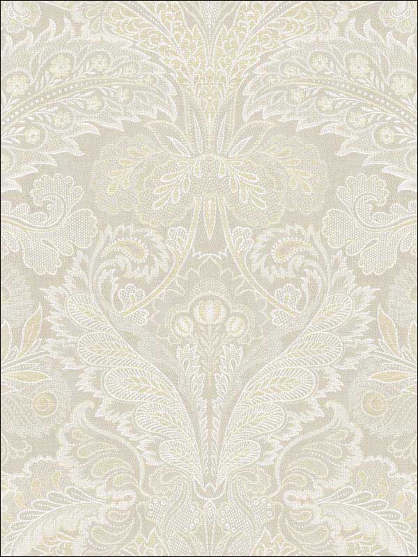 Old Damask fabric in cream color - pattern number RM80005 - by Casa Mia in the Quartz collection