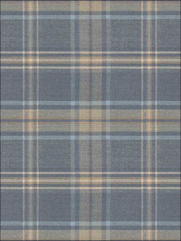 Tartan fabric in blue soft gold color - pattern number RM80102 - by Casa Mia in the Quartz collection
