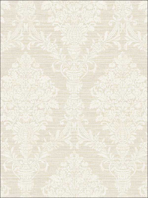 Damask Cameo fabric in cream white color - pattern number RM80305 - by Casa Mia in the Quartz collection