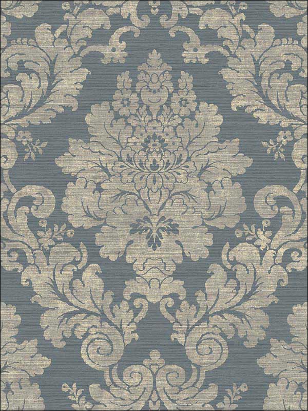 Textile Damask fabric in blue color - pattern number RM81102 - by Casa Mia in the Quartz collection