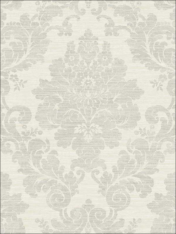 Textile Damask fabric in white grey color - pattern number RM81108 - by Casa Mia in the Quartz collection