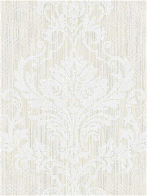 Geometrical Damask fabric in white cream color - pattern number RM30510 - by Casa Mia in the Zinc by Casa Mia collection