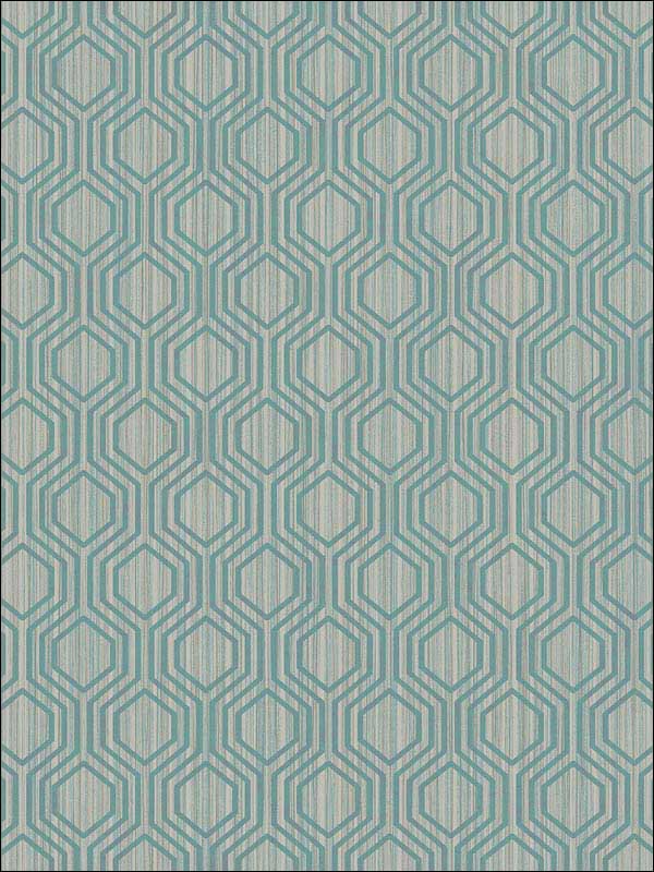 Geometric Hexagon fabric in silver grey blue color - pattern number RM30604 - by Casa Mia in the Zinc by Casa Mia collection
