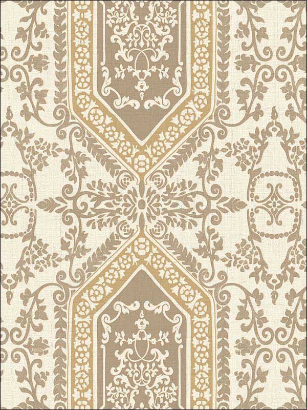 Neoclassic Scroll wallpaper in gold bronze beige color - pattern number RM30901 - by Casa Mia in the Zinc by Casa Mia collection