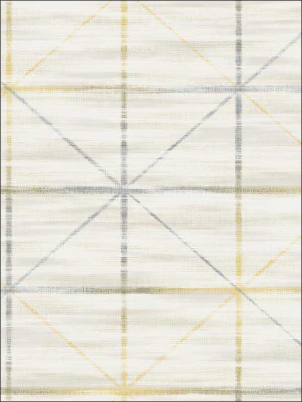 Metallic Squares fabric in soft yellow soft grey cream color - pattern number RM71203 - by Casa Mia in the Zircon collection