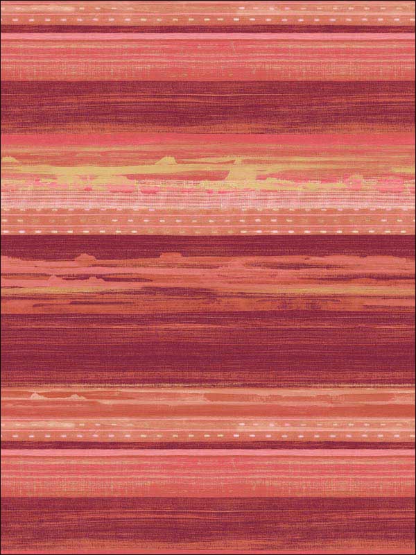 Horizon Brushed Stripe wallpaper in cranberry scarlet and blonde color - pattern number RY31301 - by Seabrook in the Boho Rhapsody collection