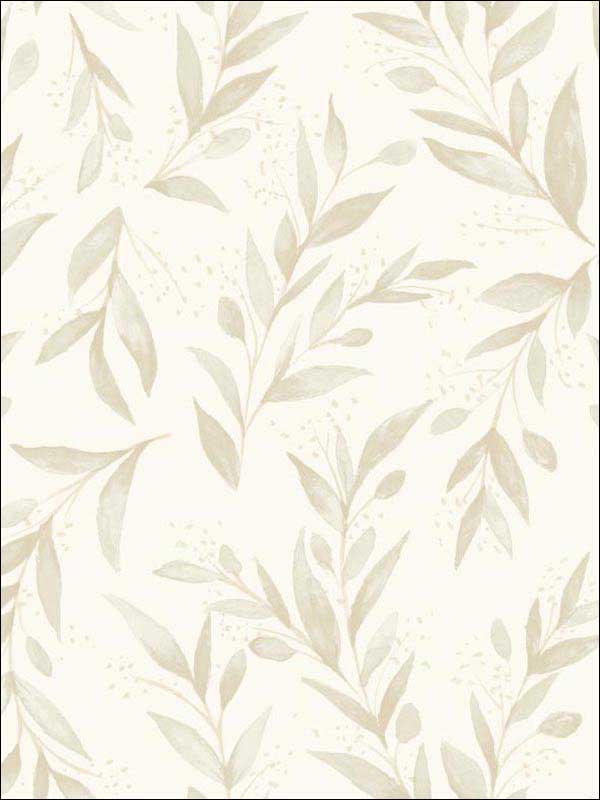 Magnolia Home Olive Branch Peel and Stick fabric in beige color - pattern number PSW1158RL - by Magnolia Home by Joanna Gaines in the Magnolia Home Peel and Stick Wallpaper collection