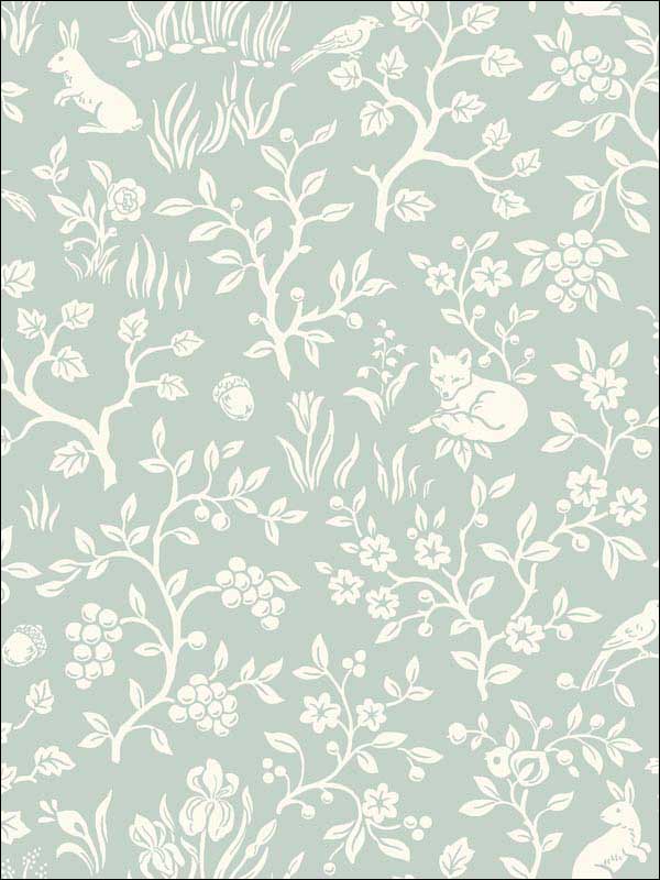 Magnolia Home Fox and Hare Peel and Stick fabric in green color - pattern number PSW1167RL - by Magnolia Home by Joanna Gaines in the Magnolia Home Peel and Stick Wallpaper collection