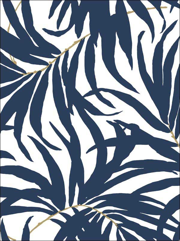 Bali Leaves Peel and Stick wallpaper in blue color - pattern number PSW1030RL - by York in the York Premium Peel and Stick Tropics Wallpaper collection