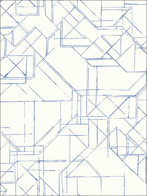Prism Schematics Peel and Stick fabric in cobalt color - pattern number PSW1049RL - by York in the York Premium Peel and Stick Line Art Wallpaper collection