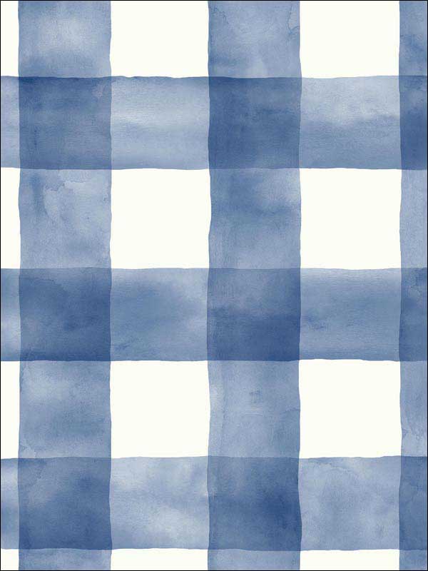 Checkmate Watercolor Plaid Peel and Stick wallpaper in blue color - pattern number PSW1078RL - by York in the York Premium Peel and Stick Watercolors Wallpaper collection