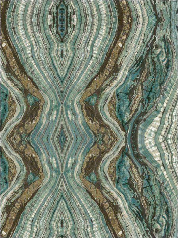 Kaleidoscope Peel and Stick fabric in teal color - pattern number PSW1112RL - by York in the York Premium Peel and Stick Stonework Wallpaper collection