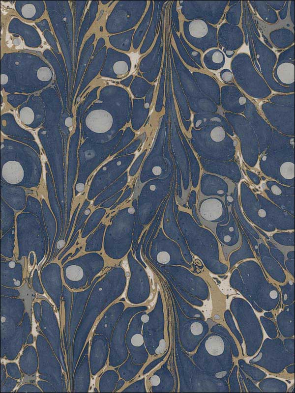 Marbled Endpaper Peel and Stick fabric in navy color - pattern number PSW1114RL - by York in the York Premium Peel and Stick Stonework Wallpaper collection