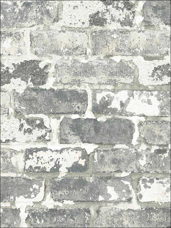 Weathered Gray Brick Peel and Stick wallpaper in gray and ivory color - pattern number NW32308 - by NextWall in the Peel and Stick Wallpaper by Nextwall collection