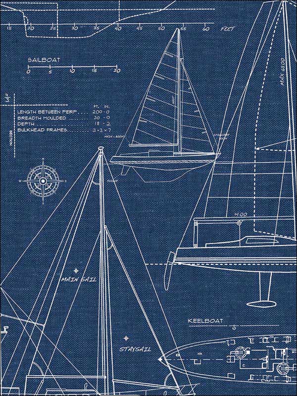 Yacht Club Peel and Stick fabric in navy blue color - pattern number NW32902 - by NextWall in the Peel and Stick Wallpaper by Nextwall collection
