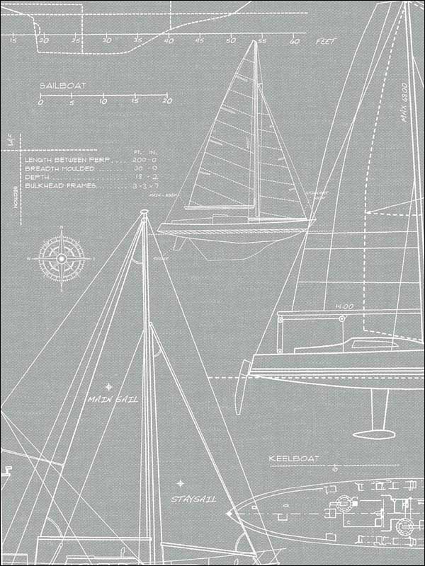 Yacht Club Peel and Stick fabric in gray color - pattern number NW32908 - by NextWall in the Peel and Stick Wallpaper by Nextwall collection