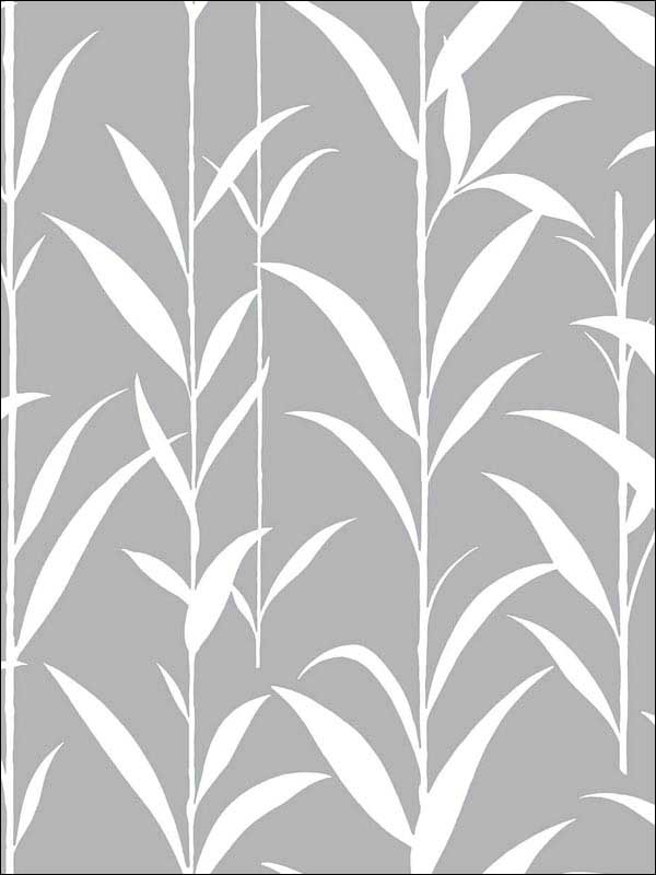 Bamboo Leaves Peel and Stick fabric in gray color - pattern number NW36408 - by NextWall in the Peel and Stick Wallpaper by Nextwall collection
