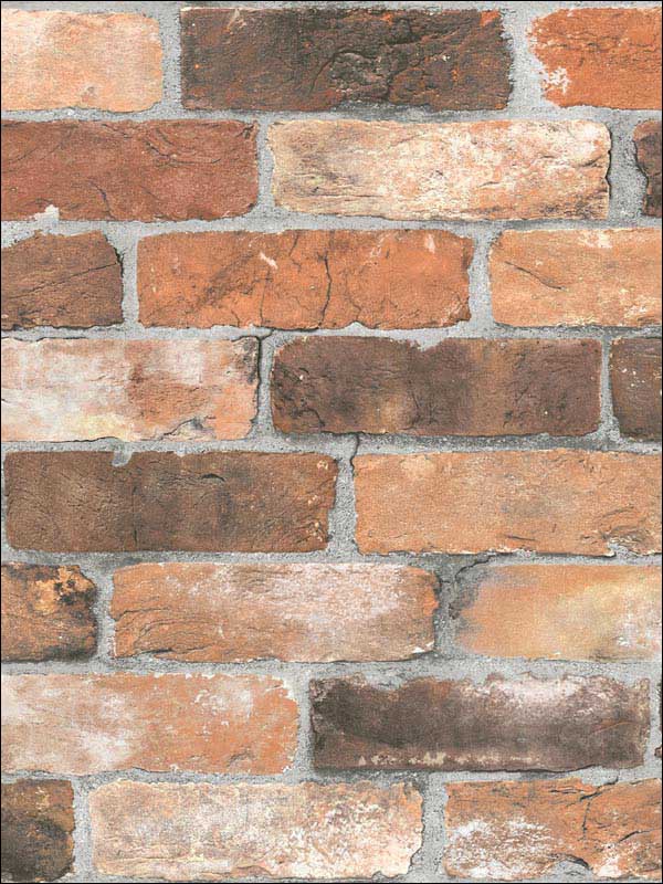 Rustin Reclaimed Bricks fabric in rust color - pattern number 2922-22300 - by A Street Prints in the Trilogy collection
