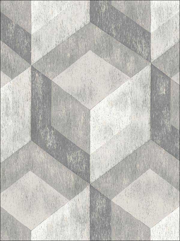 Clarabelleic Wood Tile fabric in grey color - pattern number 2922-22306 - by A Street Prints in the Trilogy collection