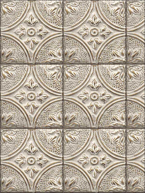 Cornelius Tin Celing Tile fabric in grey color - pattern number 2922-23764 - by A Street Prints in the Trilogy collection