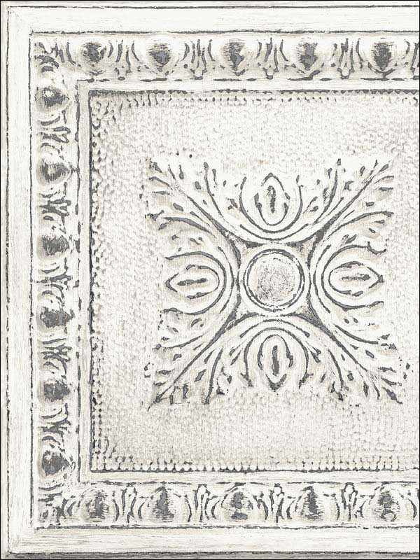 Hillman Ornamental Tin Tile fabric in white color - pattern number 2922-24031 - by A Street Prints in the Trilogy collection