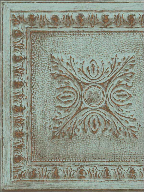 Hillman Ornamental Tin Tile fabric in turquoise color - pattern number 2922-24032 - by A Street Prints in the Trilogy collection